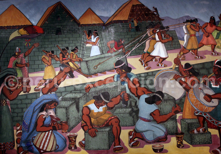 Représentation du culte inca et de l'édification de pyramides, Musée Inka de Cuzco